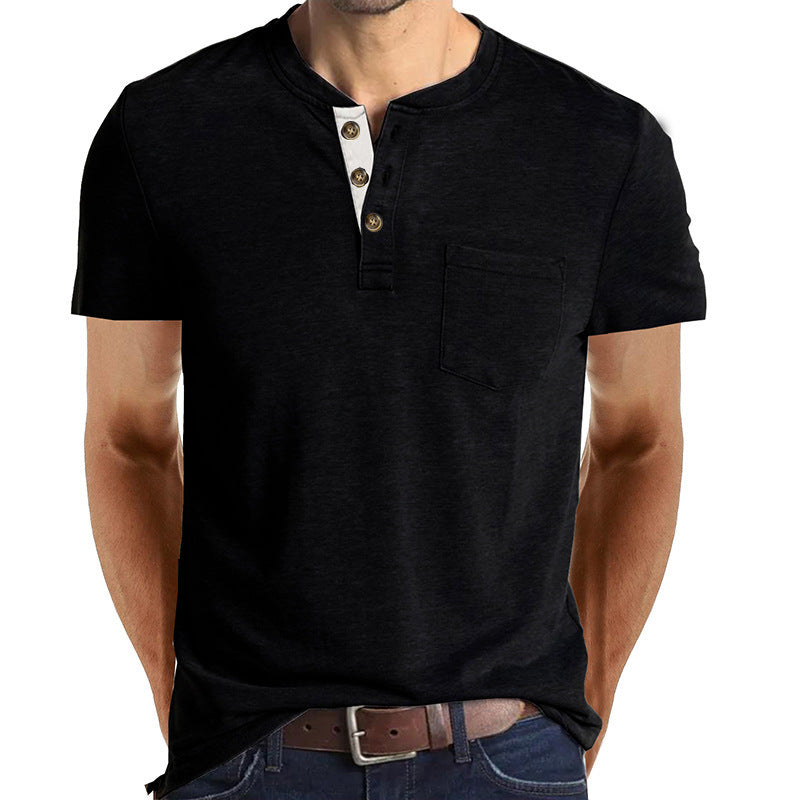 COTTON BLEND HENLEY TOP FOR MEN