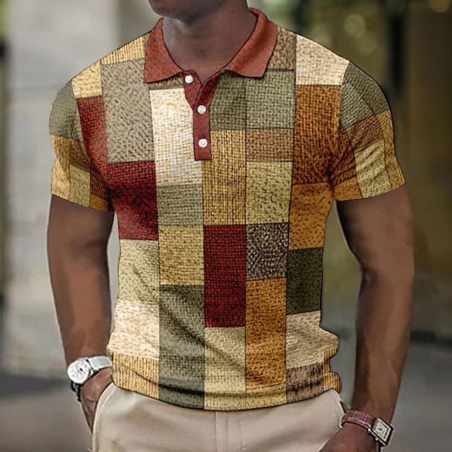 KOSZULKA POLO MĘSKA W STYLU PATCHWORK