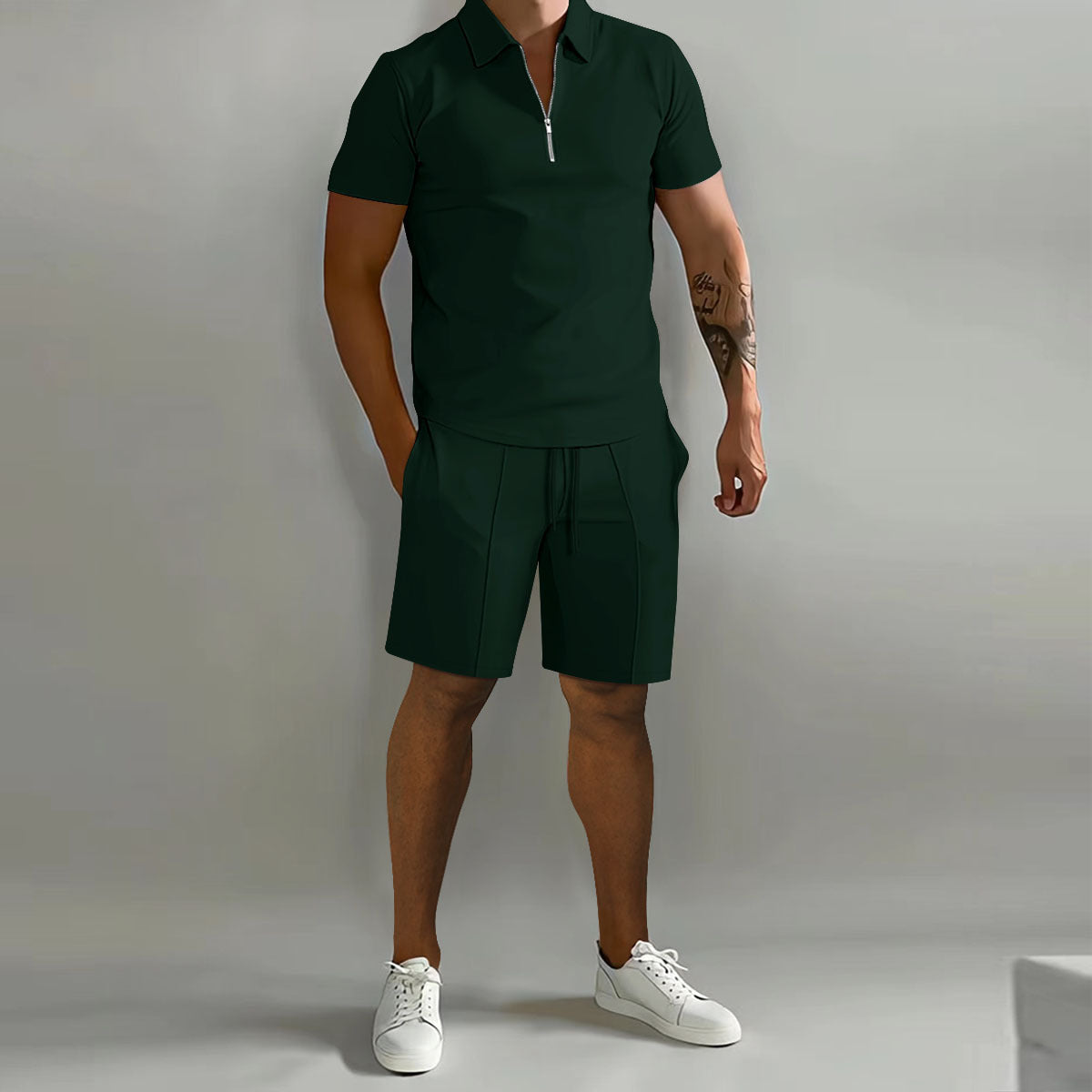 MĘSKI ZESTAW DRESOWY POLO Z ZAMKIEM