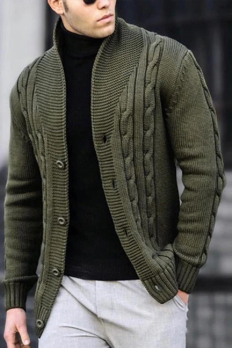 Sweter męski z dzianiny prążkowanej