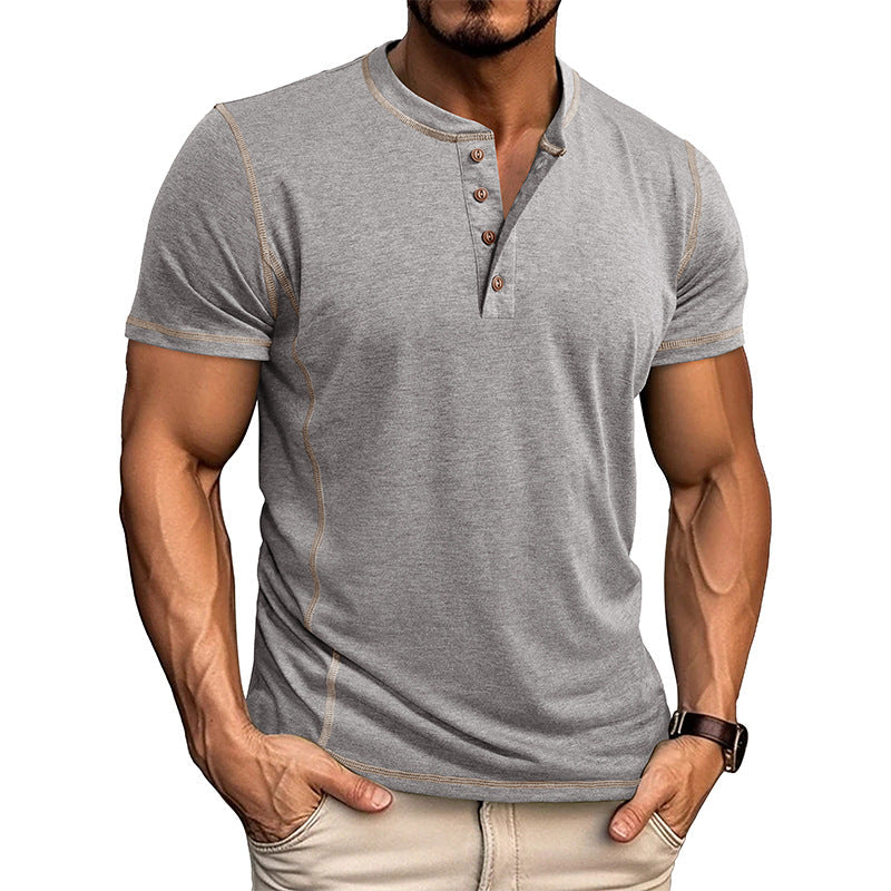 MĘSKA KOSZULKA HENLEY Z GUZIKAMI