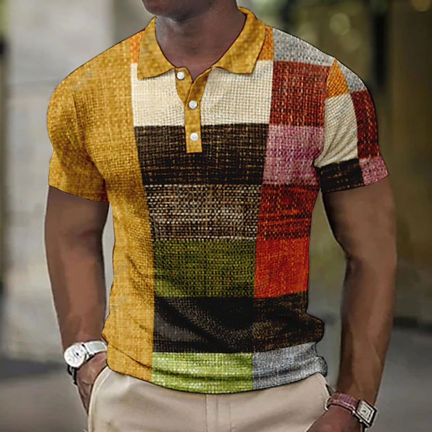 KOSZULKA POLO MĘSKA W STYLU PATCHWORK