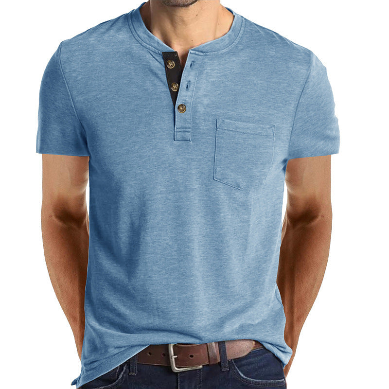 COTTON BLEND HENLEY TOP FOR MEN