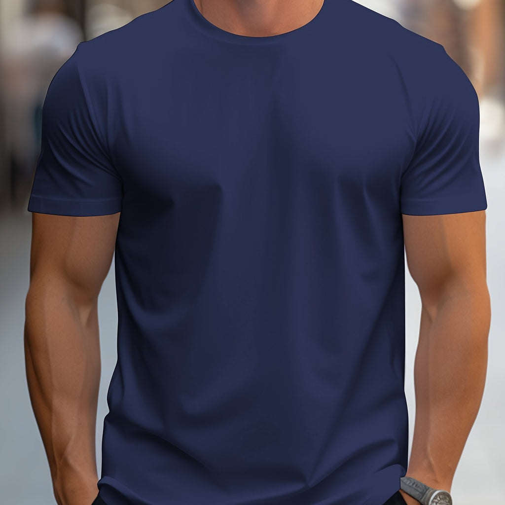 BAWEŁNIANY T-SHIRT MĘSKI Z OKRĄGŁYM DEKOLTEM