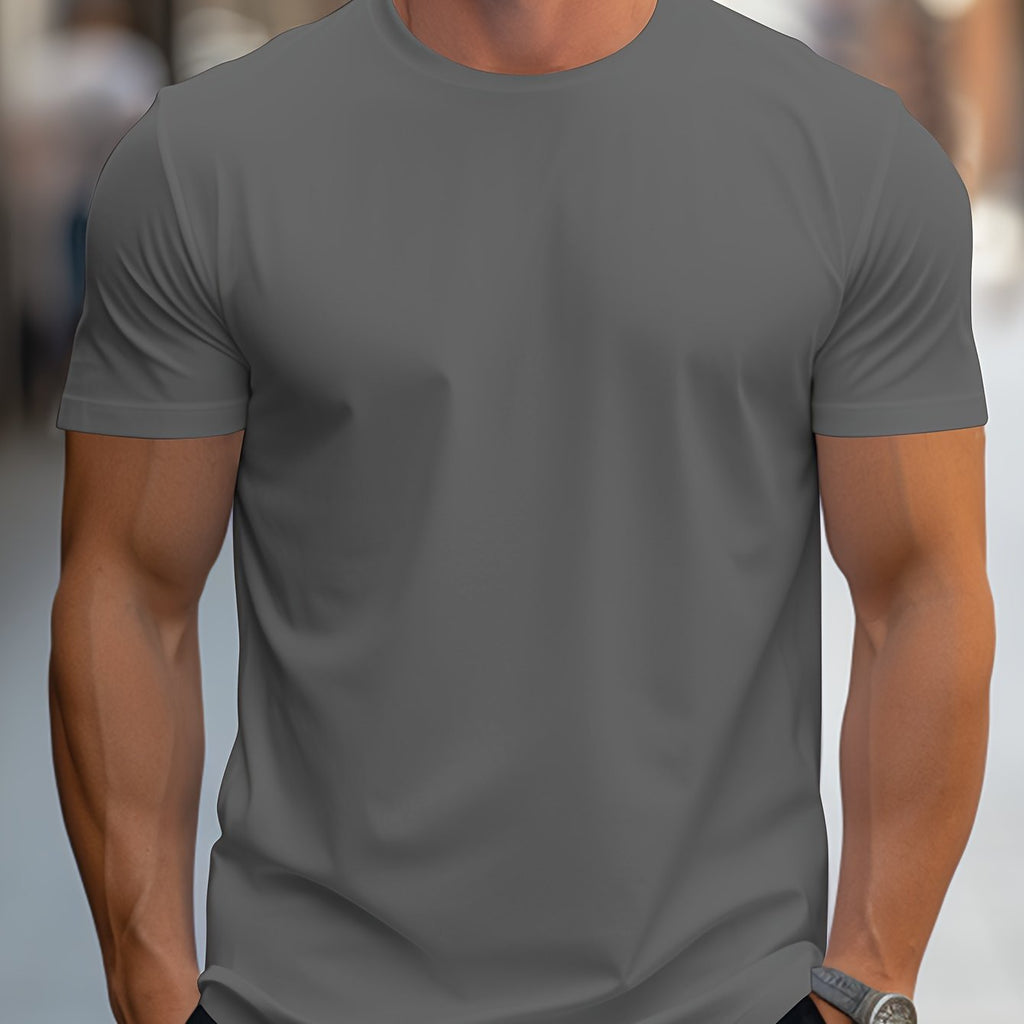 BAWEŁNIANY T-SHIRT MĘSKI Z OKRĄGŁYM DEKOLTEM