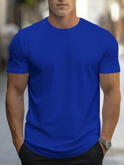BAWEŁNIANY T-SHIRT MĘSKI Z OKRĄGŁYM DEKOLTEM