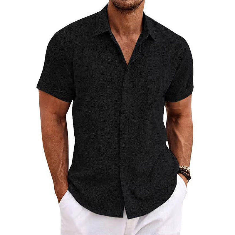 KOSZULA MĘSKA Z LNU Z KLAPAMI