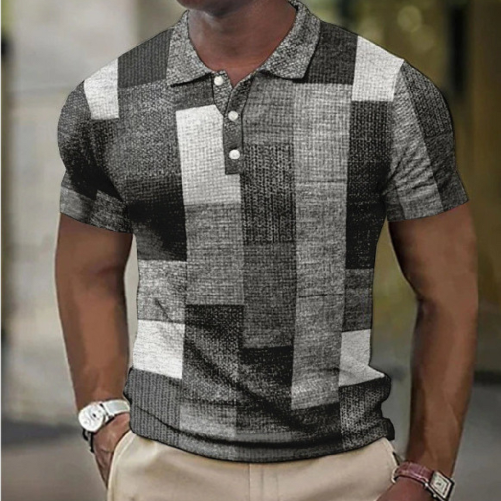 KOSZULKA POLO MĘSKA W STYLU PATCHWORK