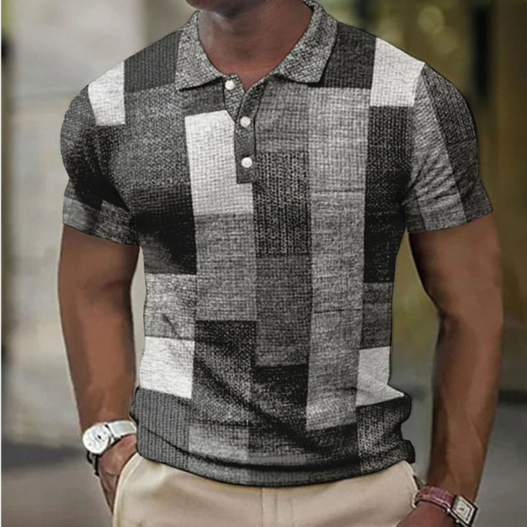 KOSZULKA POLO MĘSKA W STYLU PATCHWORK