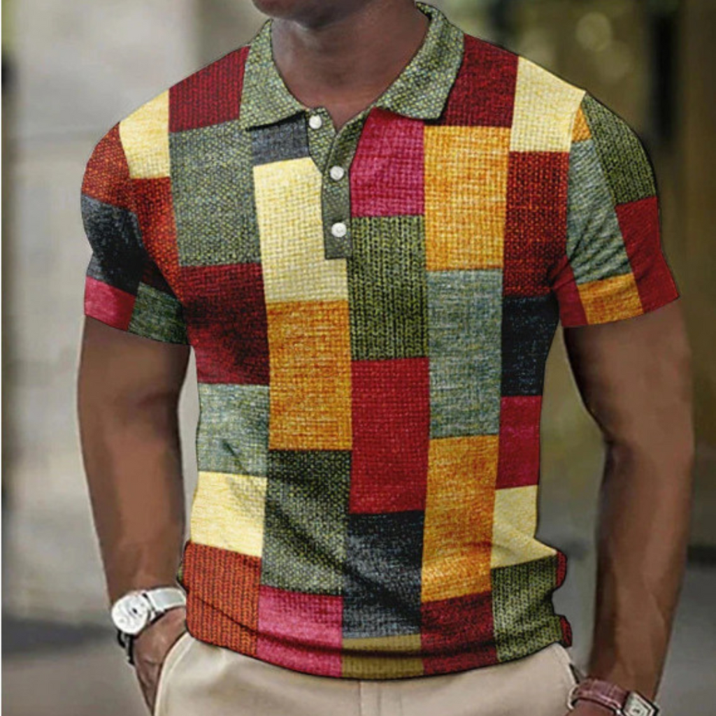 KOSZULKA POLO MĘSKA W STYLU PATCHWORK