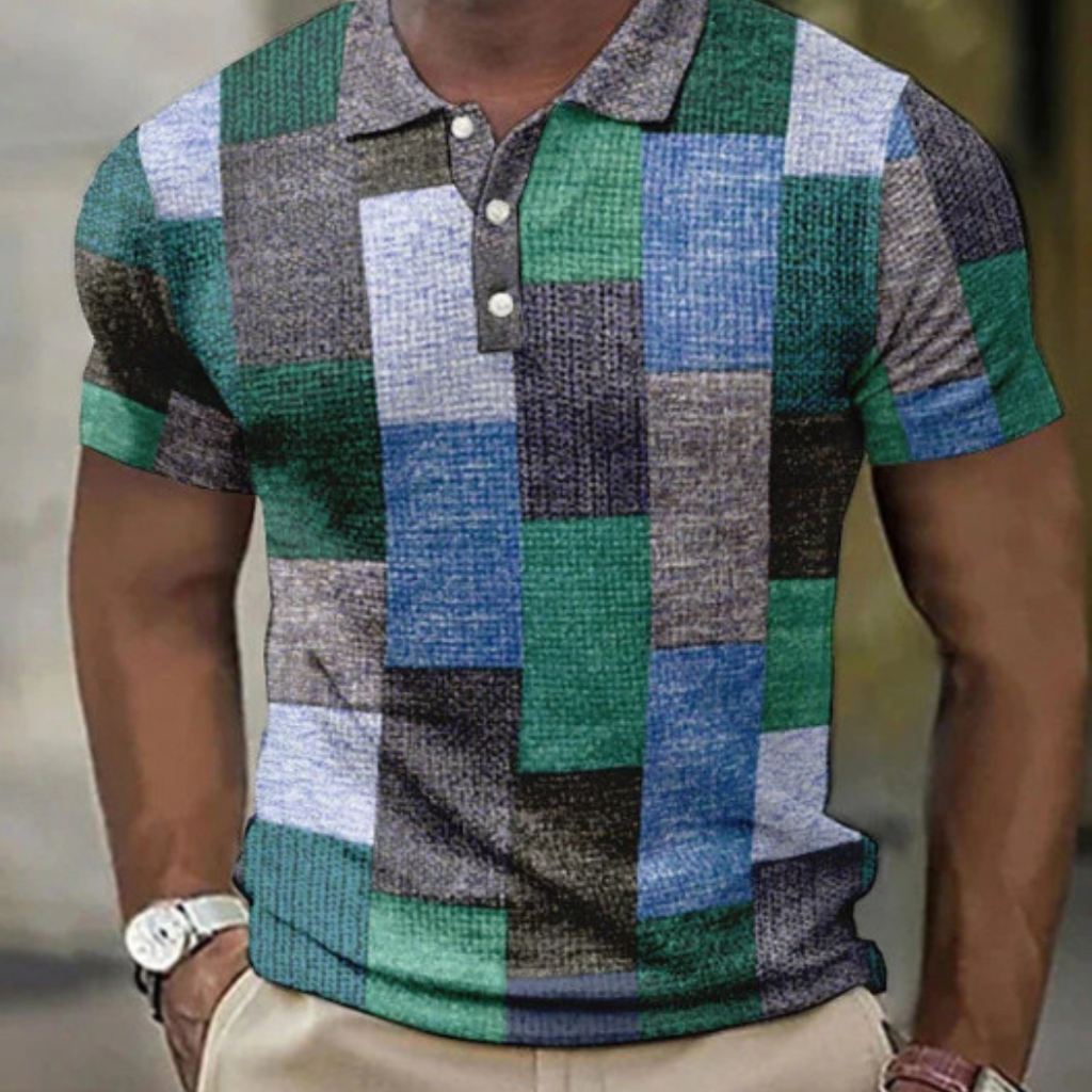 KOSZULKA POLO MĘSKA W STYLU PATCHWORK