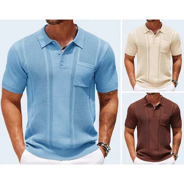 ELEGANCKA KOSZULKA POLO Z FAKTURĄ DLA MĘŻCZYZN