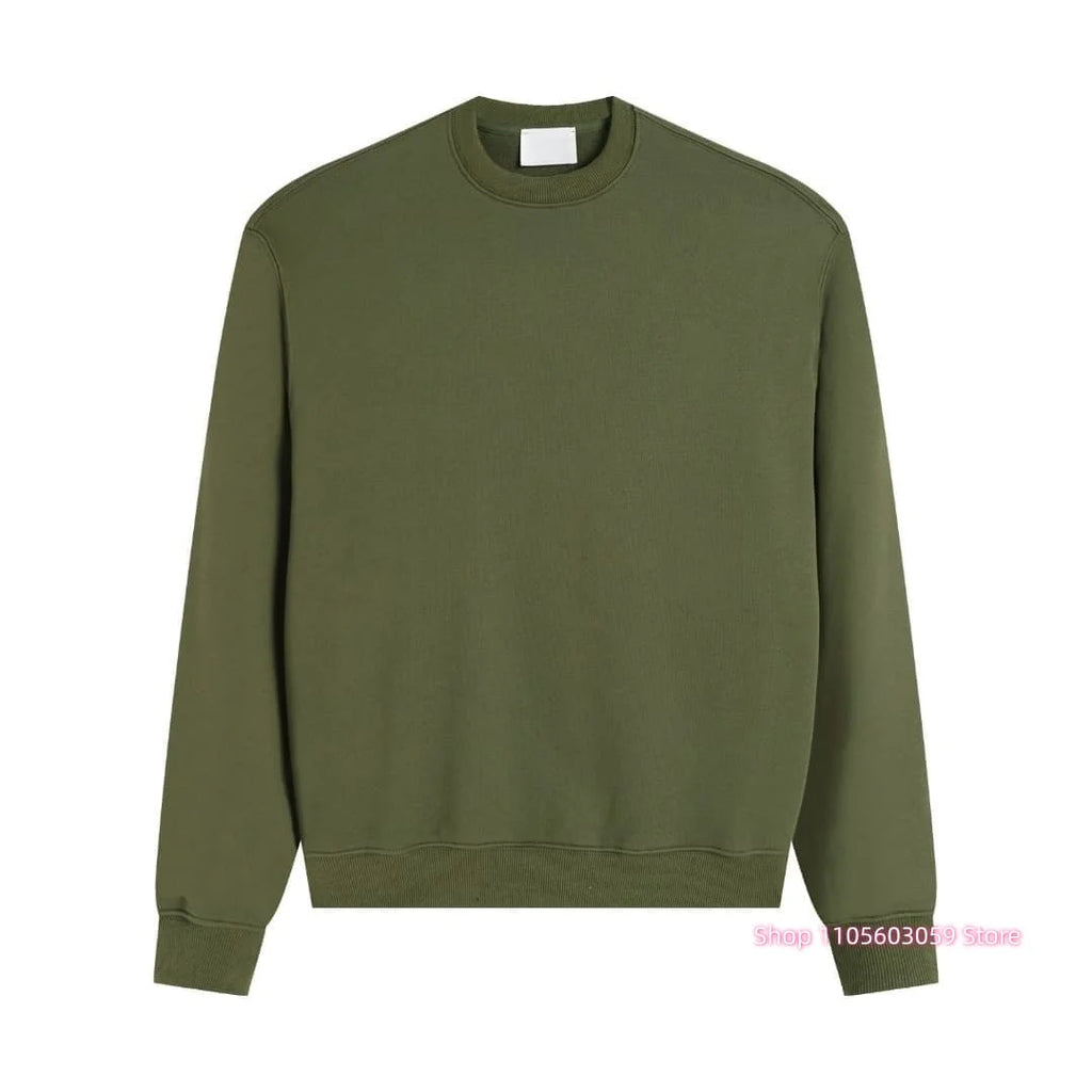 Men's Crew Neck Solid Long Sleeve Pullover Sweatshirt Casual Loose Fit