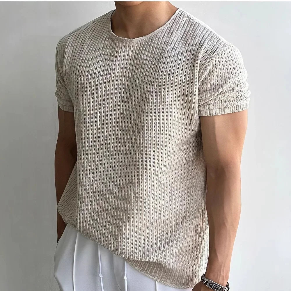 DZIANINOWY T-SHIRT MĘSKI