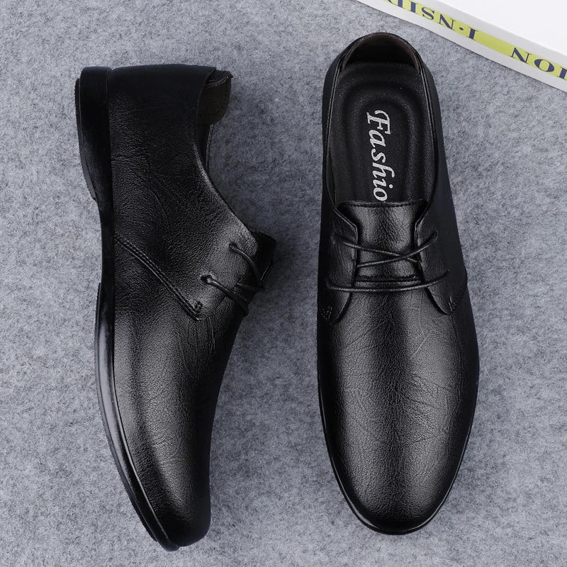 Men's Lace-Up Oxford Casual Shoes Split Leather Breathable