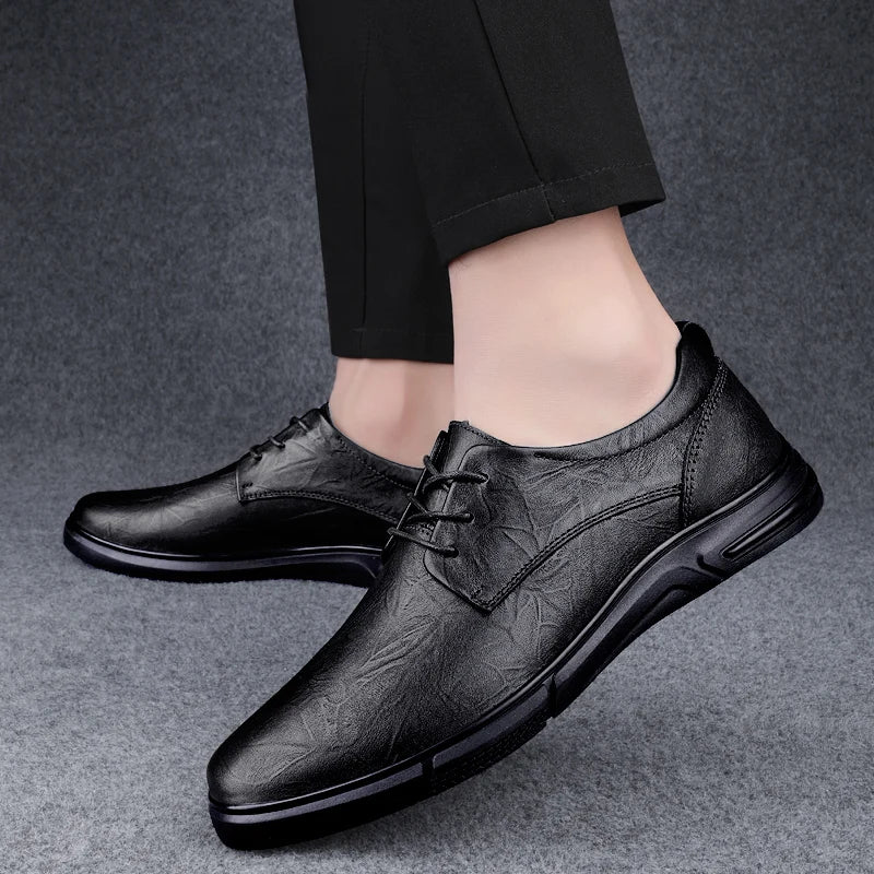 Men's Leather Oxford Brogue Dress Shoes Pointed Toe Business Office