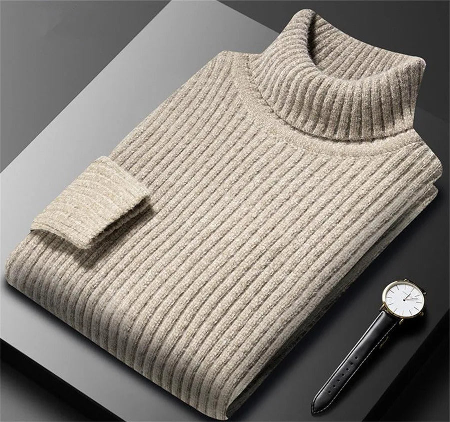 SWETER MĘSKI Z ROLOWANYM KOŁNIERZEM