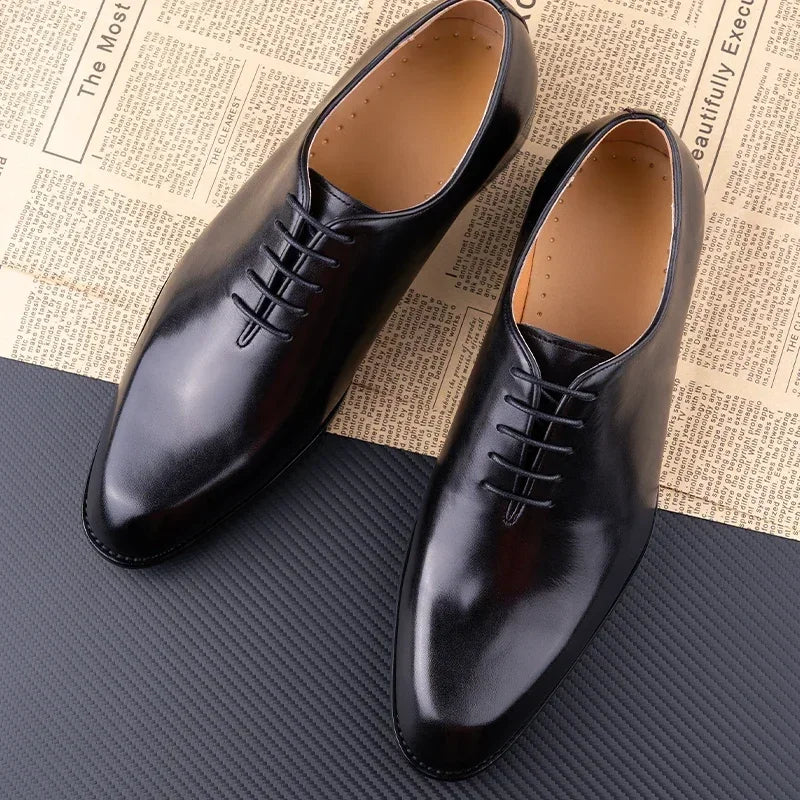 Męskie buty Oxford ze skóry naturalnej – Ręcznie robione sznurowane półbuty wizytowe