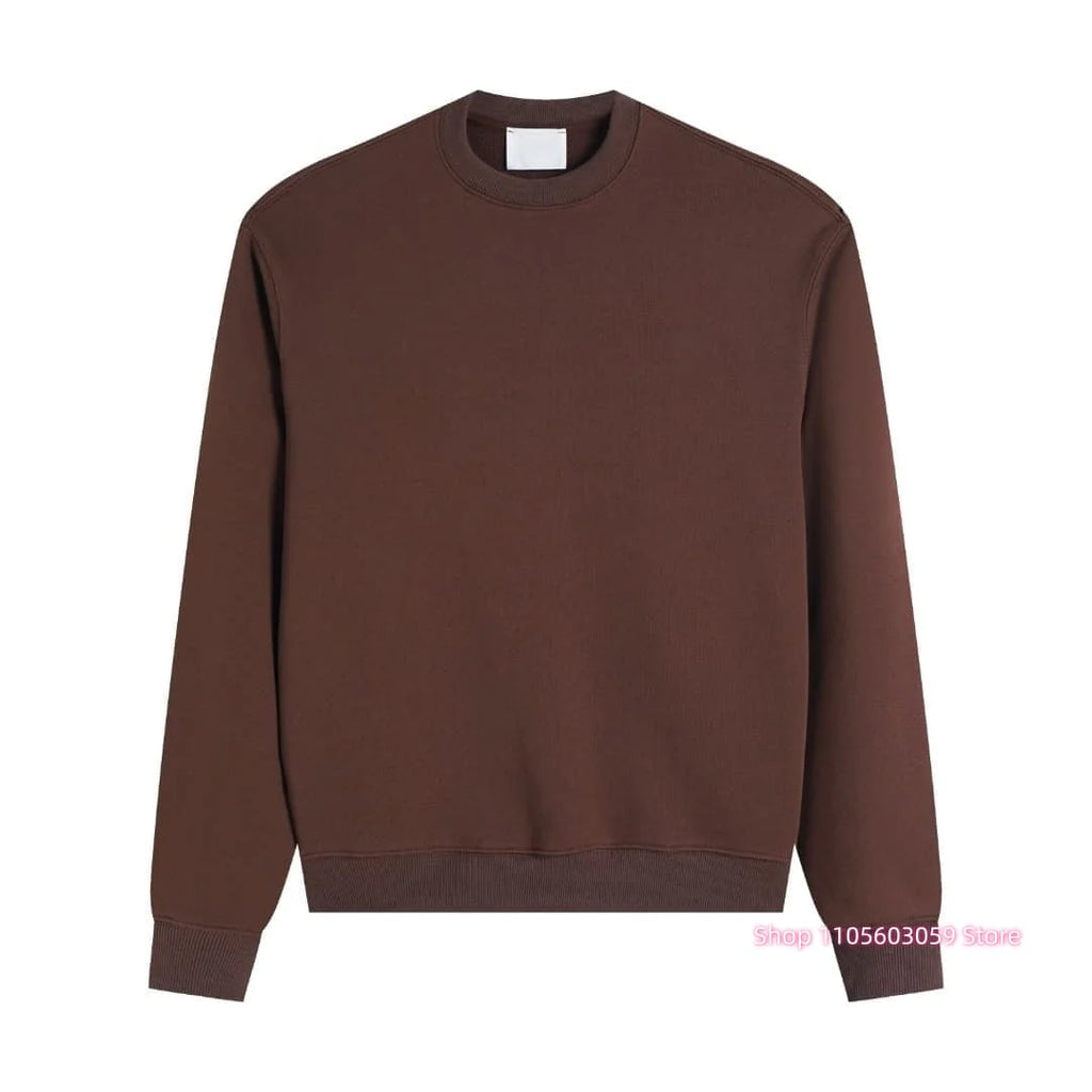 Men's Crew Neck Solid Long Sleeve Pullover Sweatshirt Casual Loose Fit