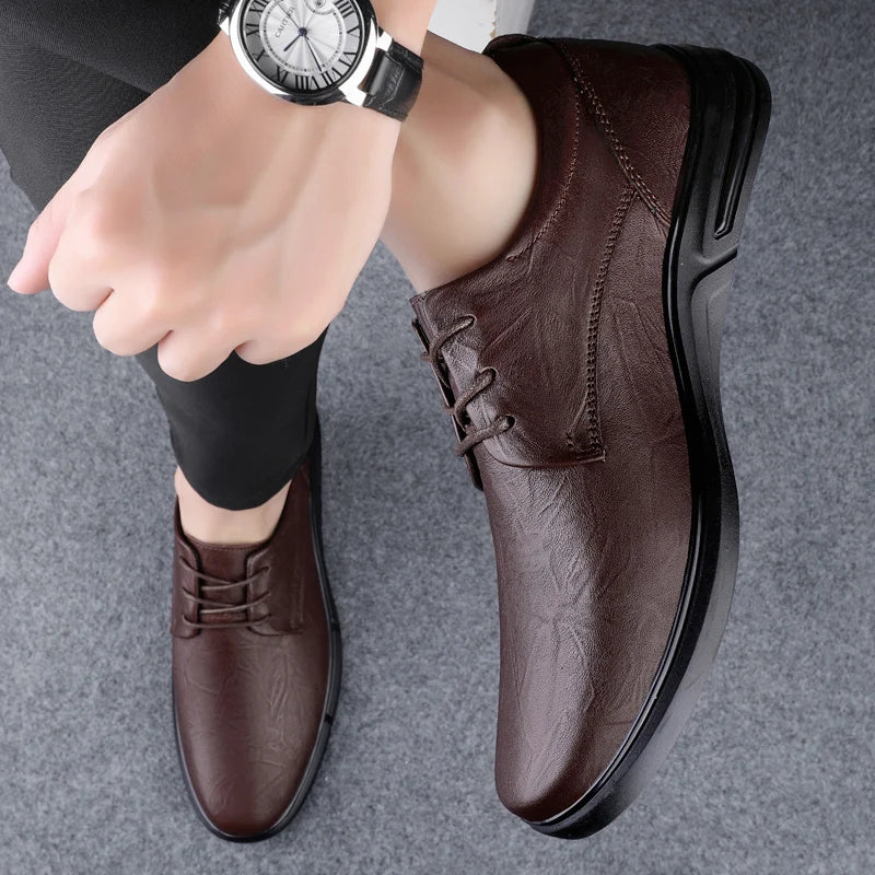 Men's Leather Oxford Brogue Dress Shoes Pointed Toe Business Office