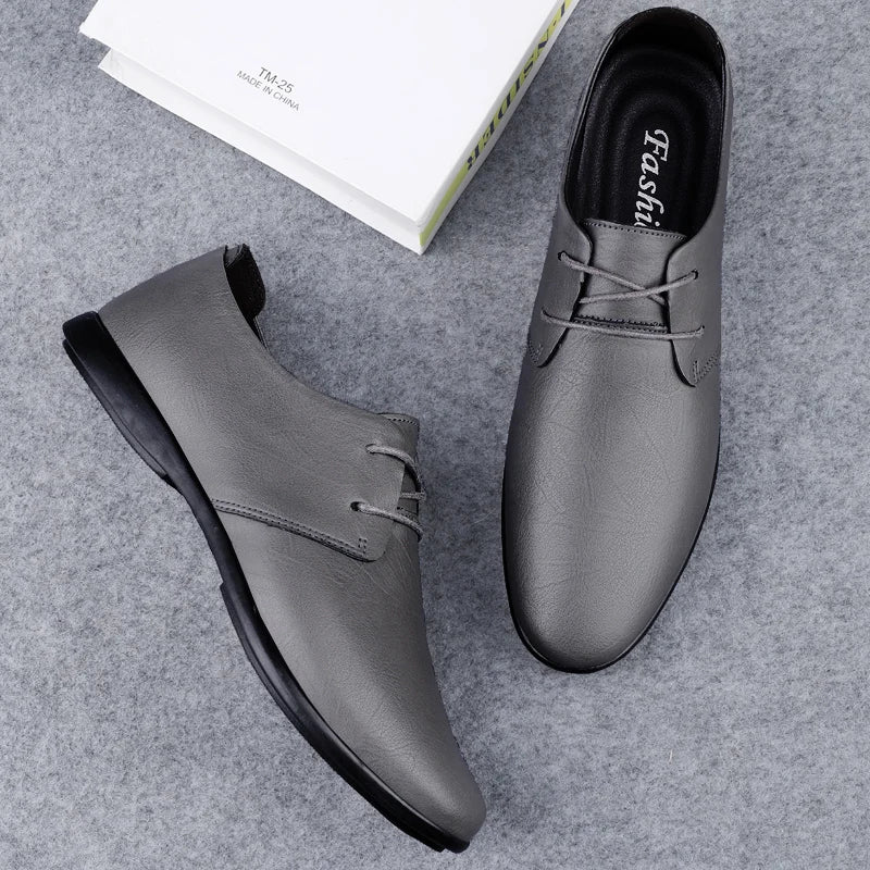 Men's Lace-Up Oxford Casual Shoes Split Leather Breathable
