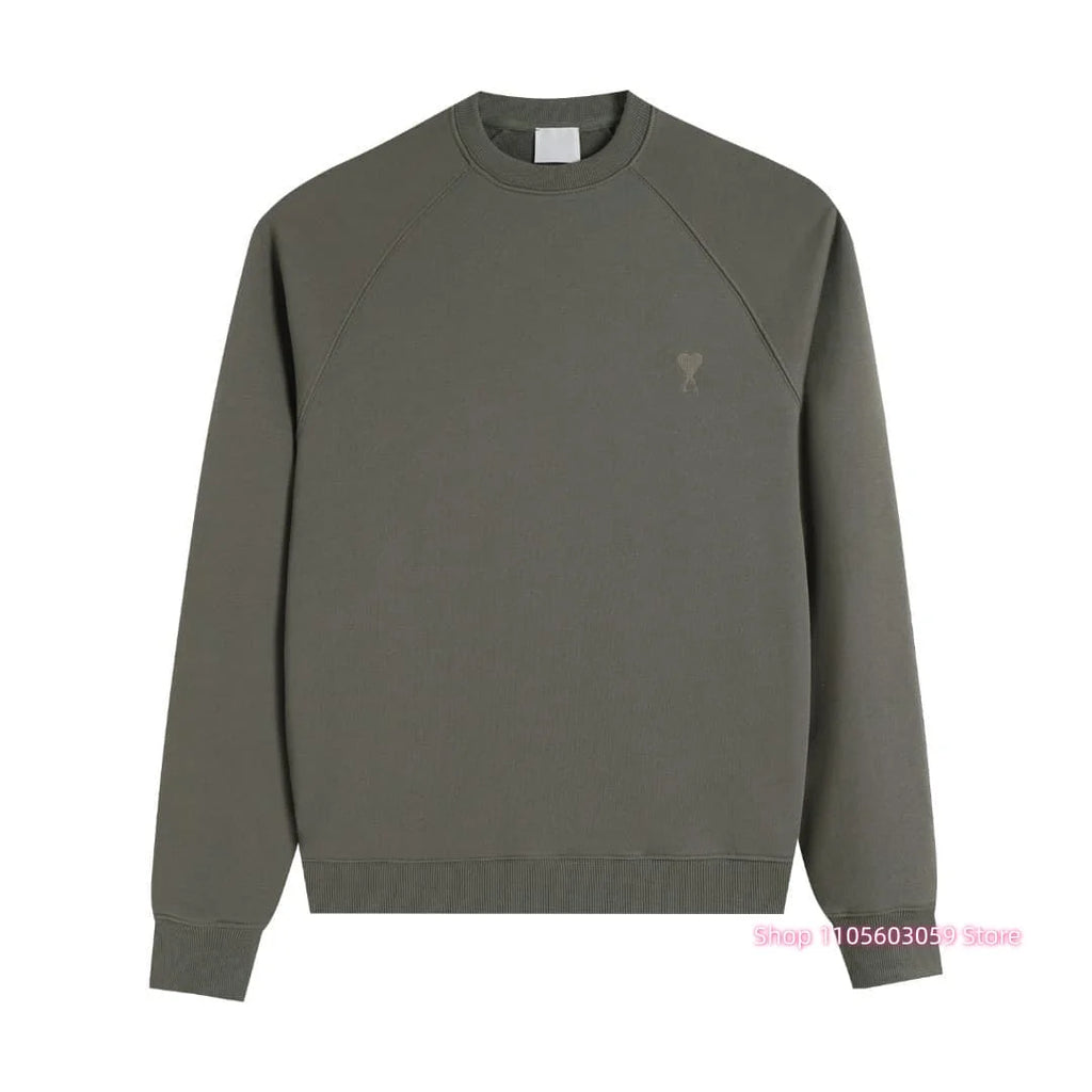 Men's Crew Neck Solid Long Sleeve Pullover Sweatshirt Casual Loose Fit