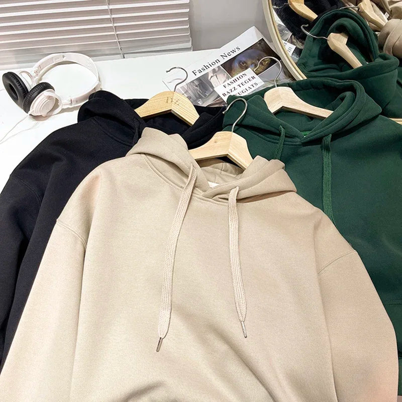 Men's Solid Pullover Streetwear Hoodie, Spring/Autumn Sweatshirt