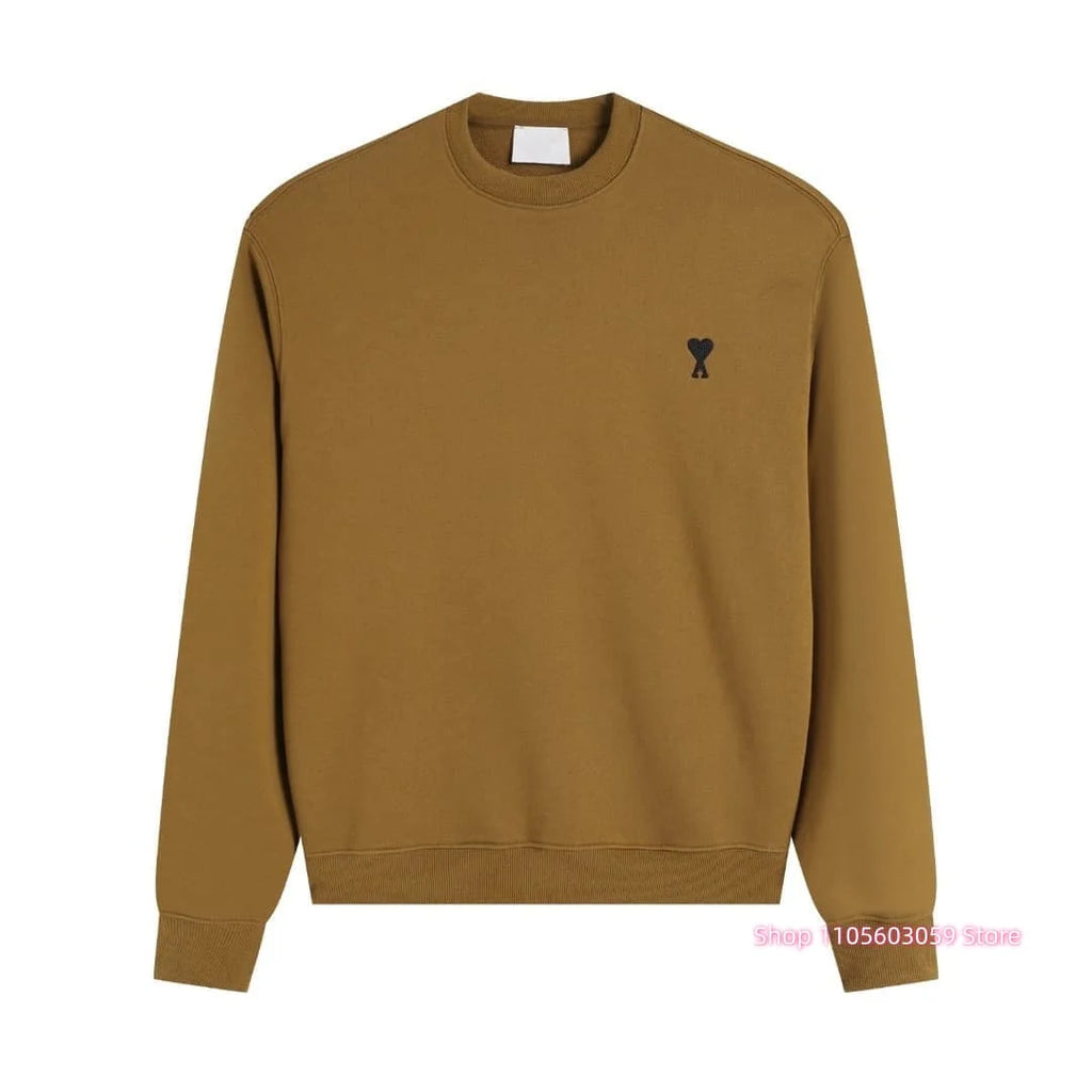 Men's Crew Neck Solid Long Sleeve Pullover Sweatshirt Casual Loose Fit