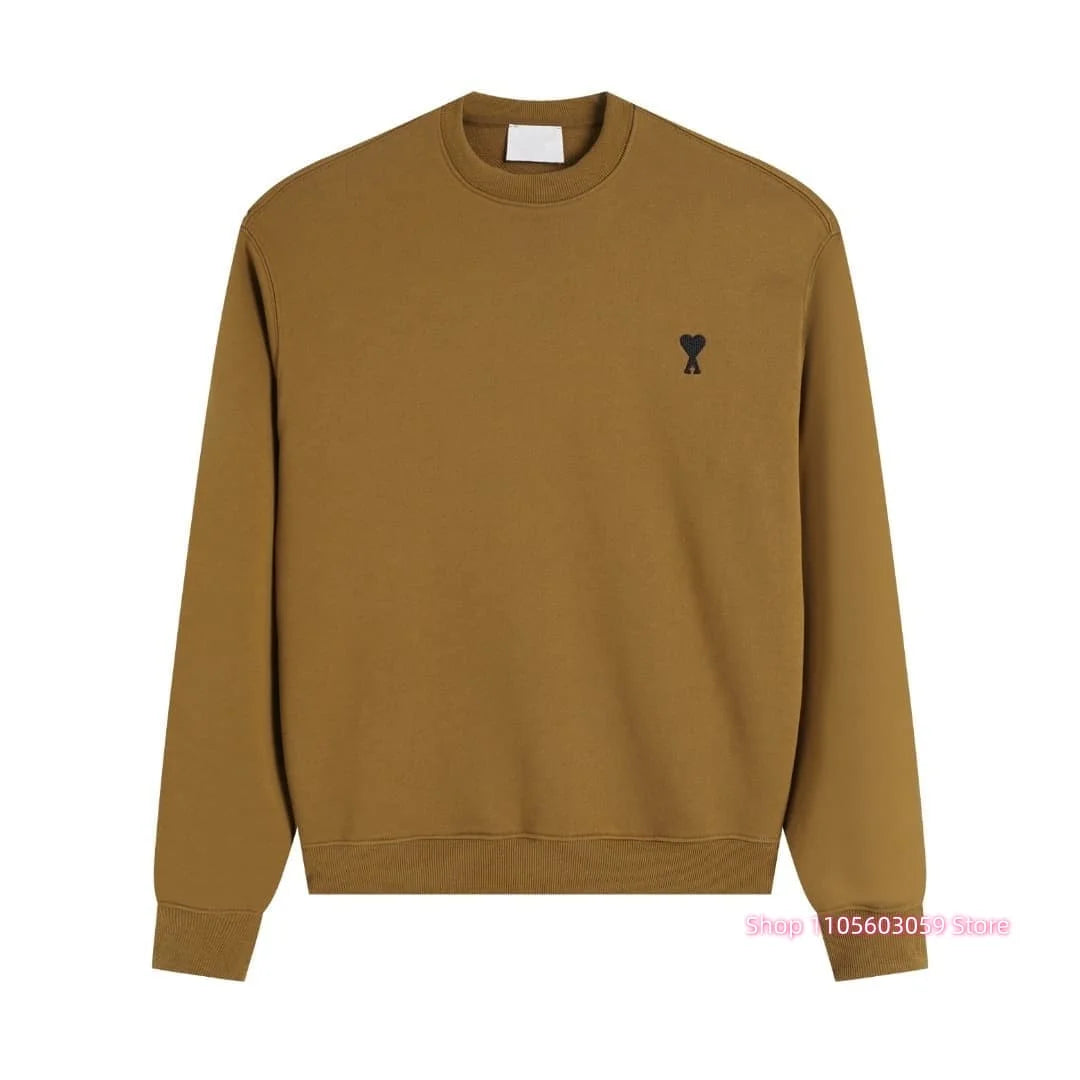 Men's Crew Neck Solid Long Sleeve Pullover Sweatshirt Casual Loose Fit