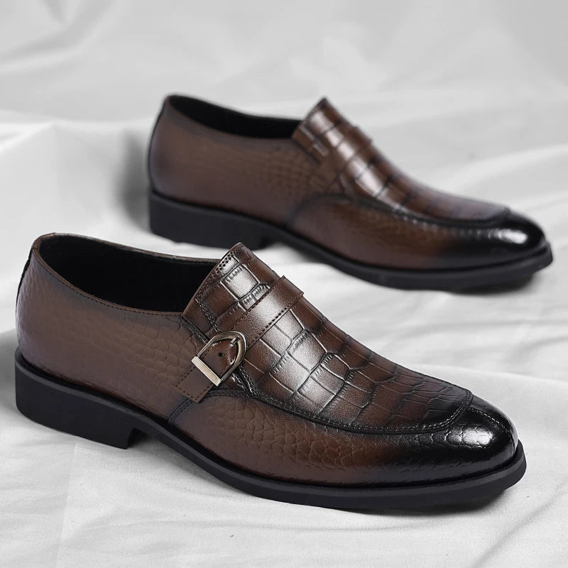 Men's Leather Oxford Brogue Dress Shoes Pointed Toe Business Office