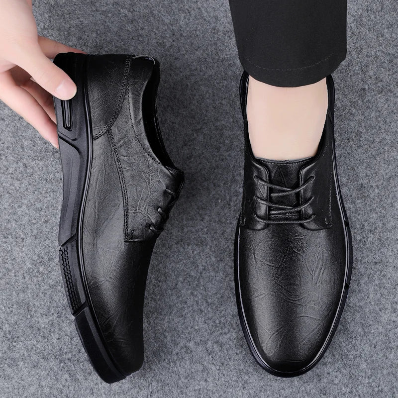 Men's Leather Oxford Brogue Dress Shoes Pointed Toe Business Office