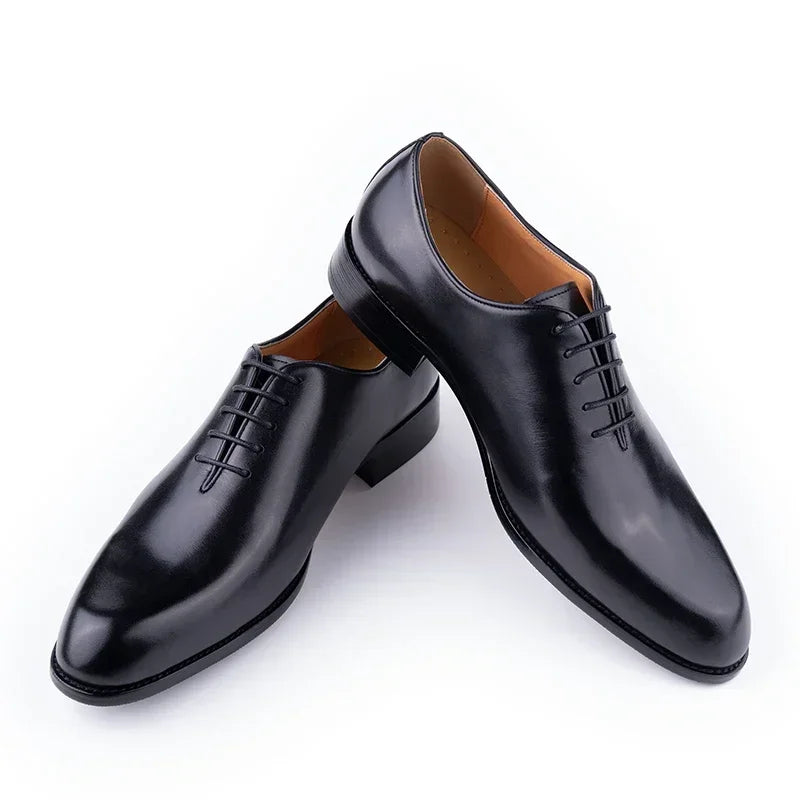 Męskie buty Oxford ze skóry naturalnej – Ręcznie robione sznurowane półbuty wizytowe