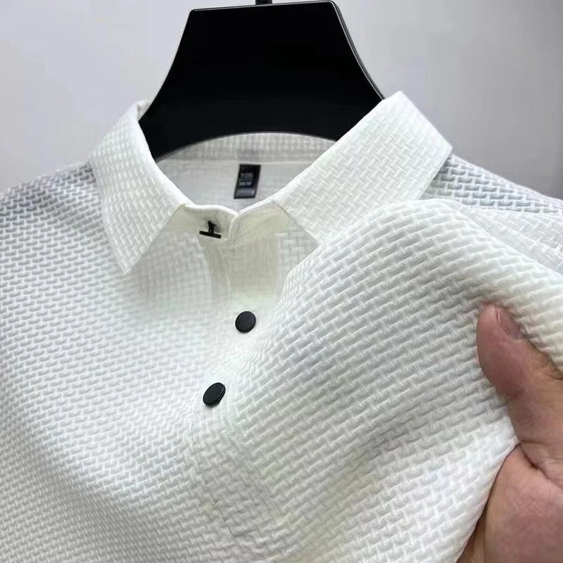 Męska koszulka polo z krótkim rękawem – oddychająca, biznesowo-casualowa koszula letnia