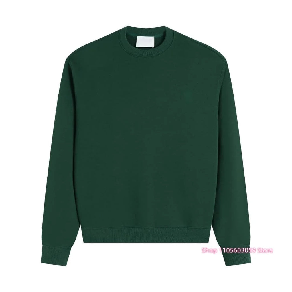 Men's Crew Neck Solid Long Sleeve Pullover Sweatshirt Casual Loose Fit