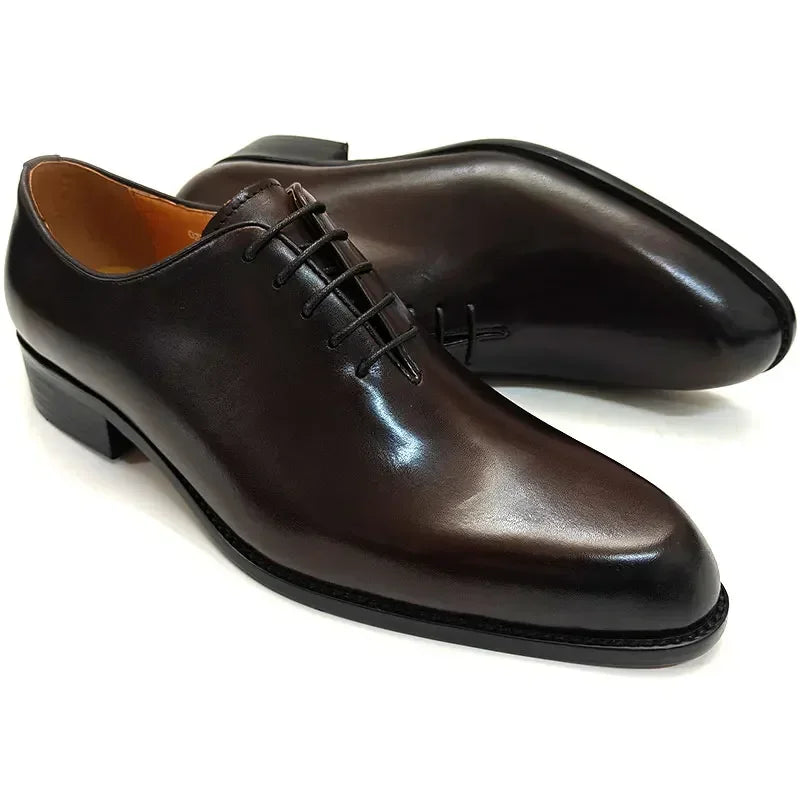 Męskie buty Oxford ze skóry naturalnej – Ręcznie robione sznurowane półbuty wizytowe