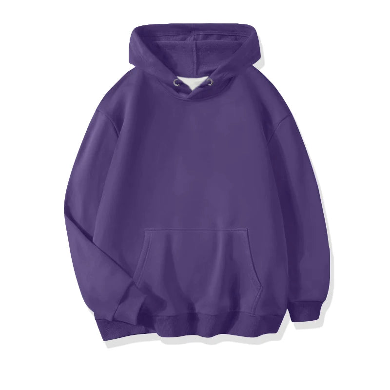 Men's Solid Pullover Streetwear Hoodie, Spring/Autumn Sweatshirt