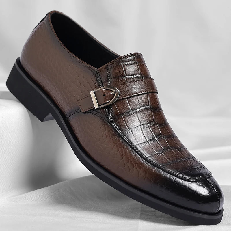 Men's Leather Oxford Brogue Dress Shoes Pointed Toe Business Office