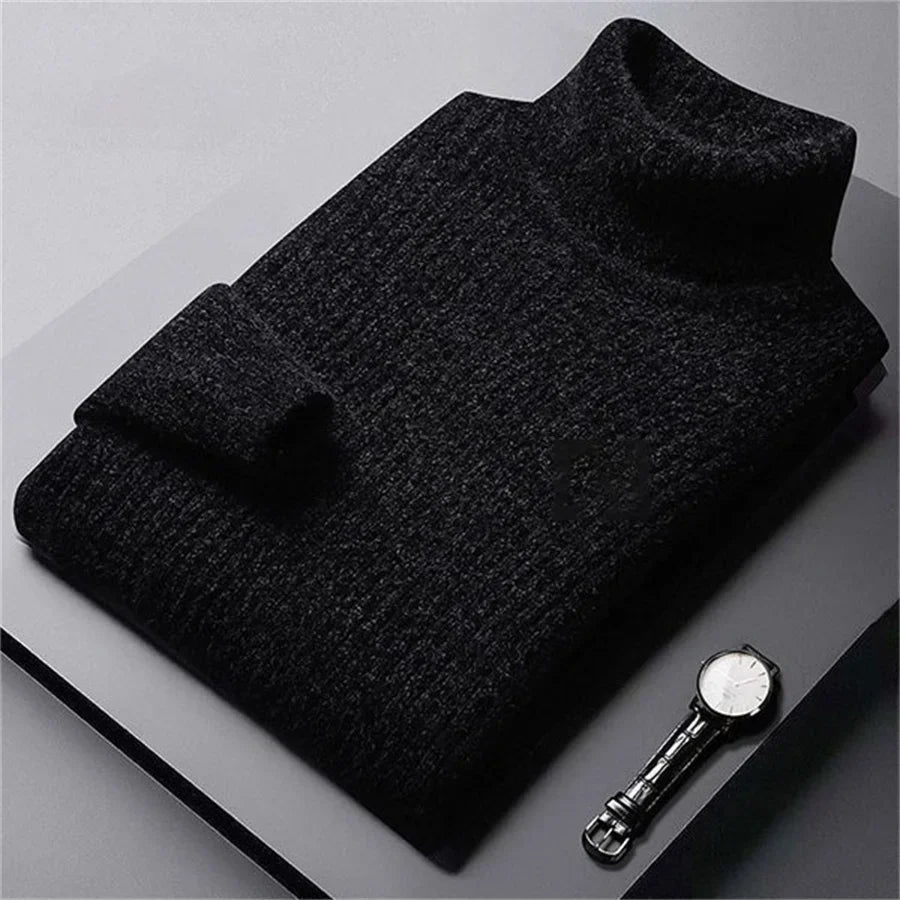 SWETER MĘSKI Z ROLOWANYM KOŁNIERZEM