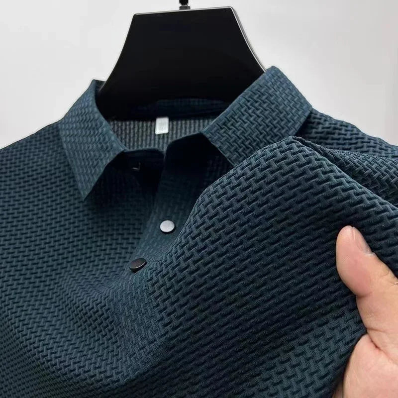 Męska koszulka polo z krótkim rękawem – oddychająca, biznesowo-casualowa koszula letnia