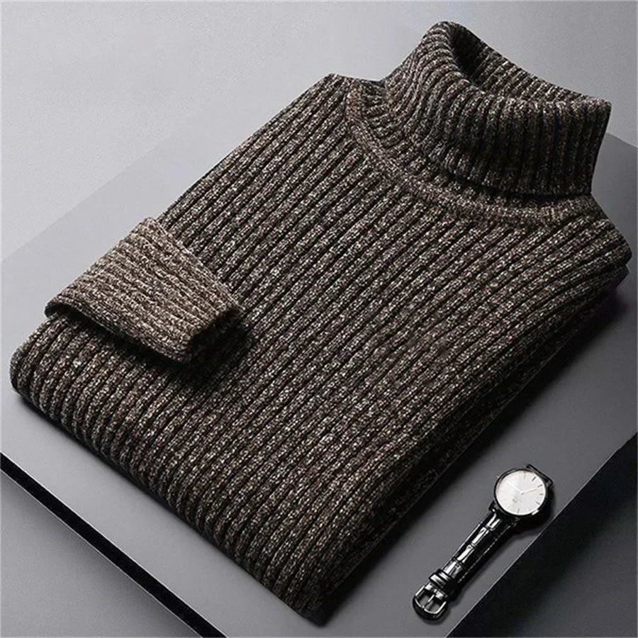 SWETER MĘSKI Z ROLOWANYM KOŁNIERZEM