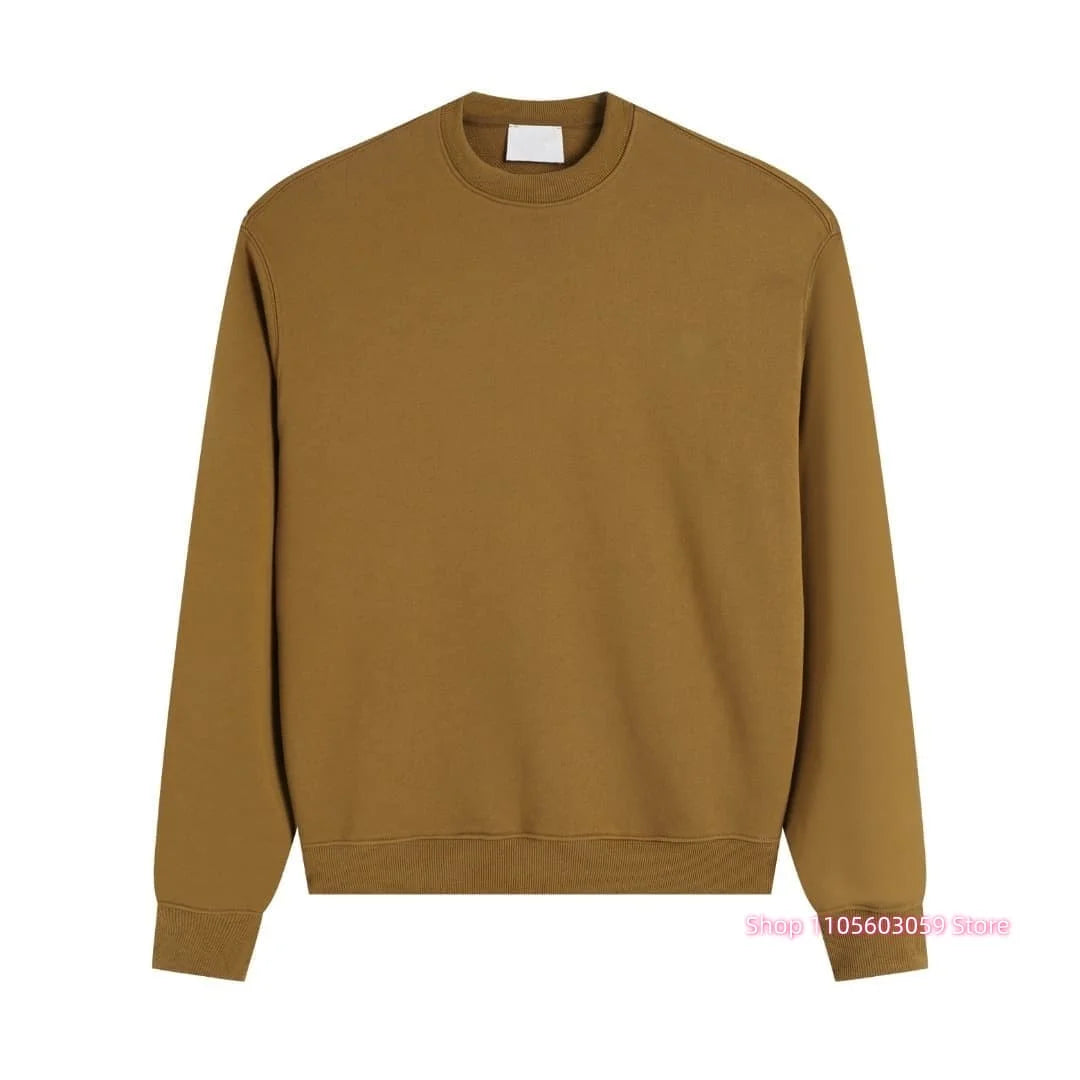 Men's Crew Neck Solid Long Sleeve Pullover Sweatshirt Casual Loose Fit