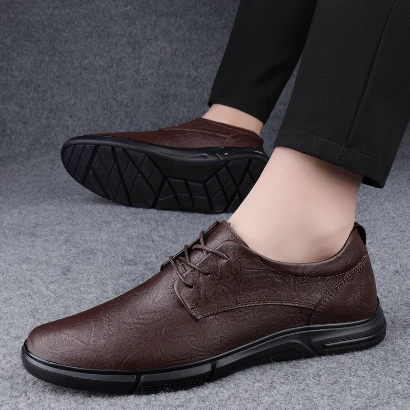 Men's Leather Oxford Brogue Dress Shoes Pointed Toe Business Office