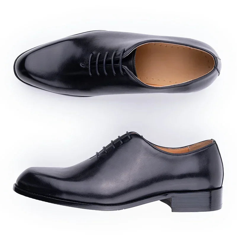Męskie buty Oxford ze skóry naturalnej – Ręcznie robione sznurowane półbuty wizytowe
