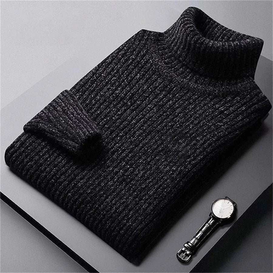SWETER MĘSKI Z ROLOWANYM KOŁNIERZEM