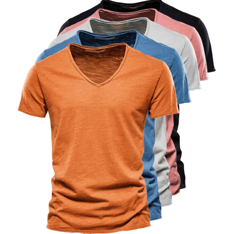 PRĄŻKOWANY LETNI T-SHIRT MĘSKI