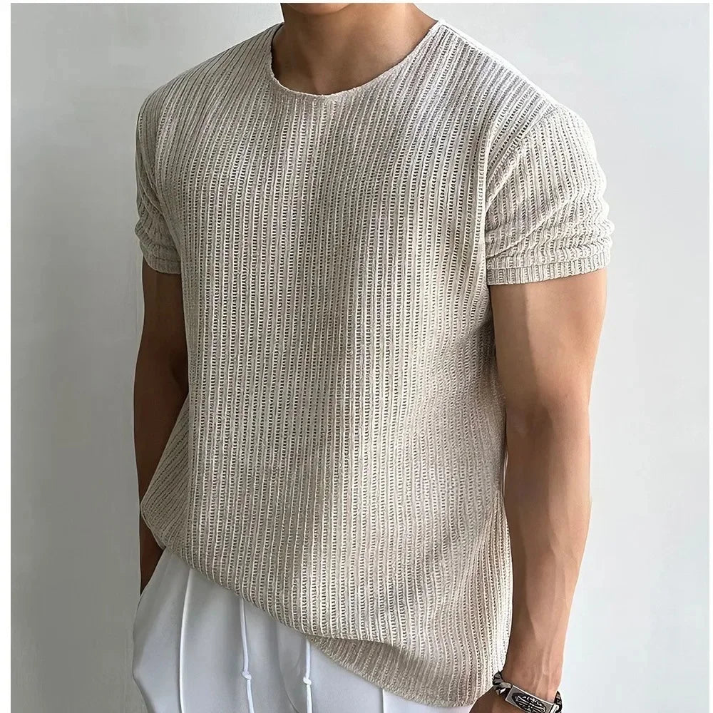 DZIANINOWY T-SHIRT MĘSKI