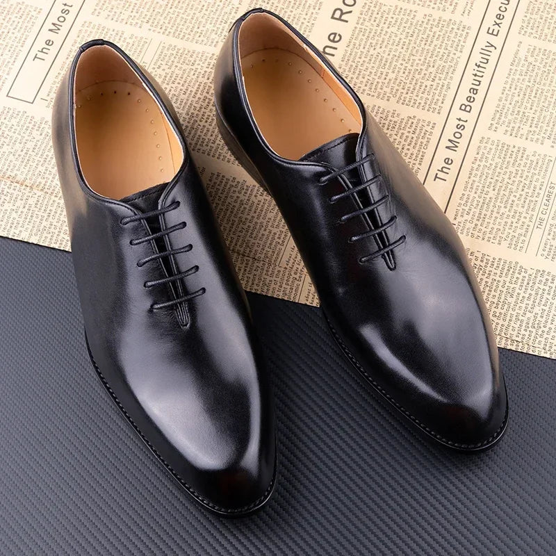 Męskie buty Oxford ze skóry naturalnej – Ręcznie robione sznurowane półbuty wizytowe
