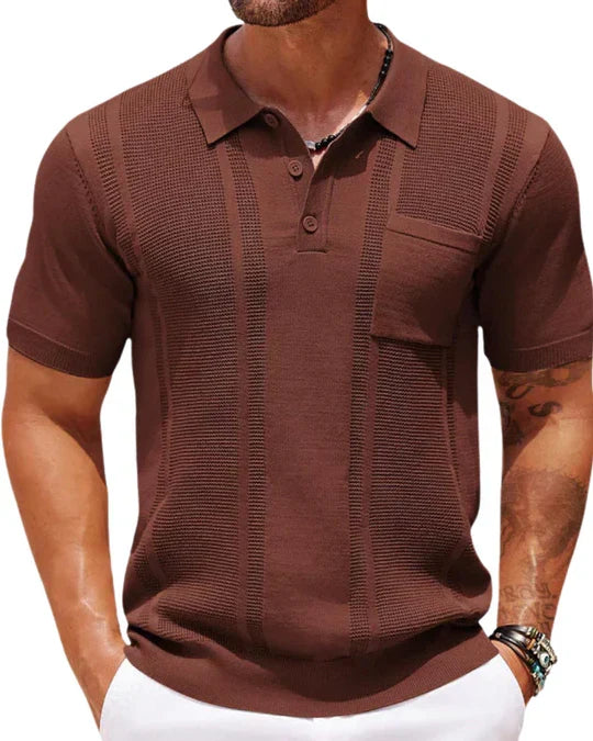 ELEGANCKA KOSZULKA POLO Z FAKTURĄ DLA MĘŻCZYZN