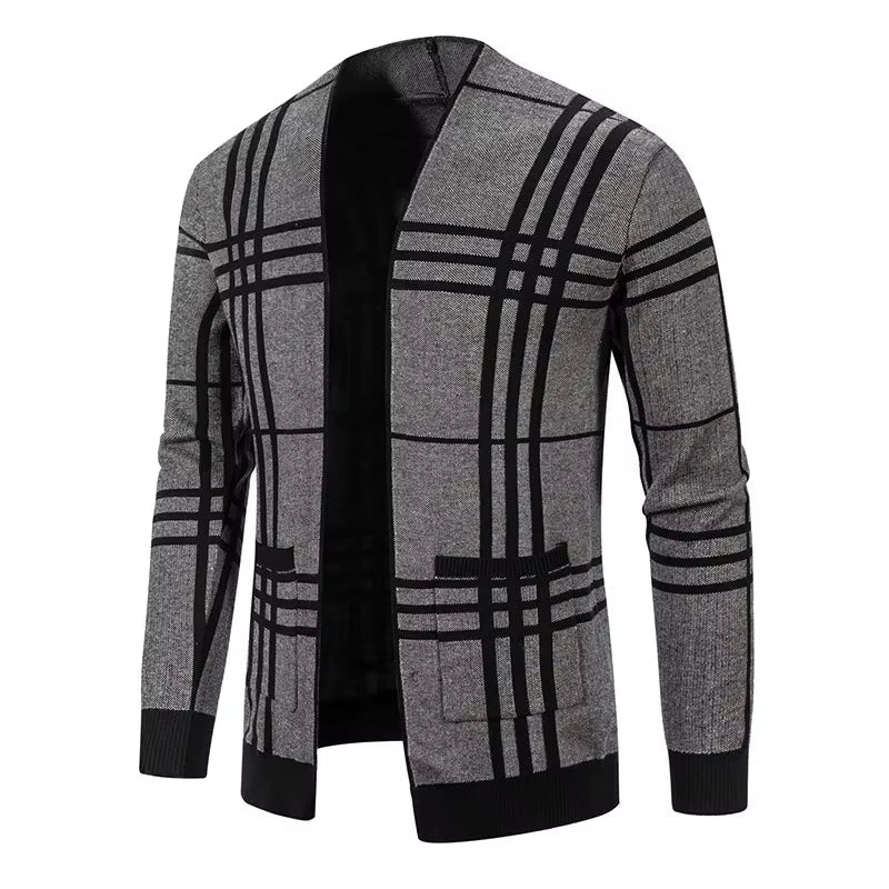 ROZPINANY SWETER MĘSKI W SZACHOWNICĘ