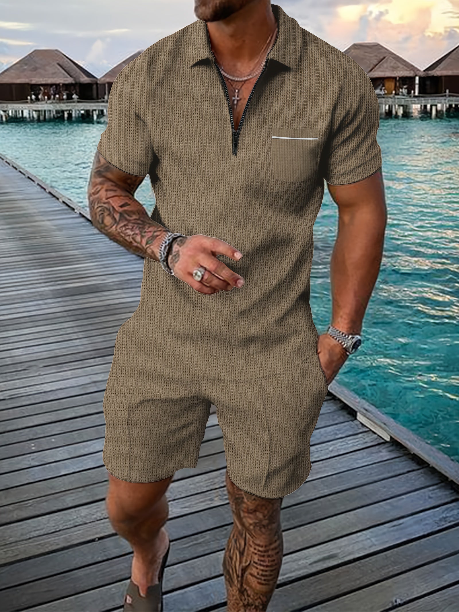 DRAWSTRING POLO SET FOR MEN